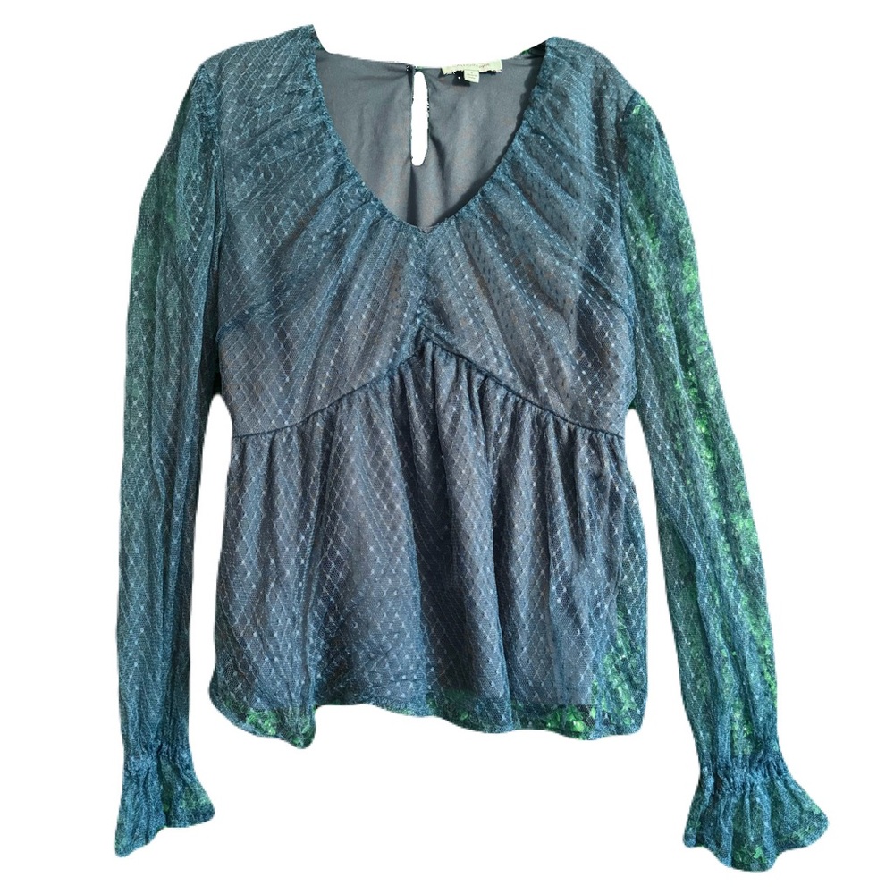 Anthropologie Calligraphie Women’s Blouse Size Small Peplum Style Lace Sleeve
